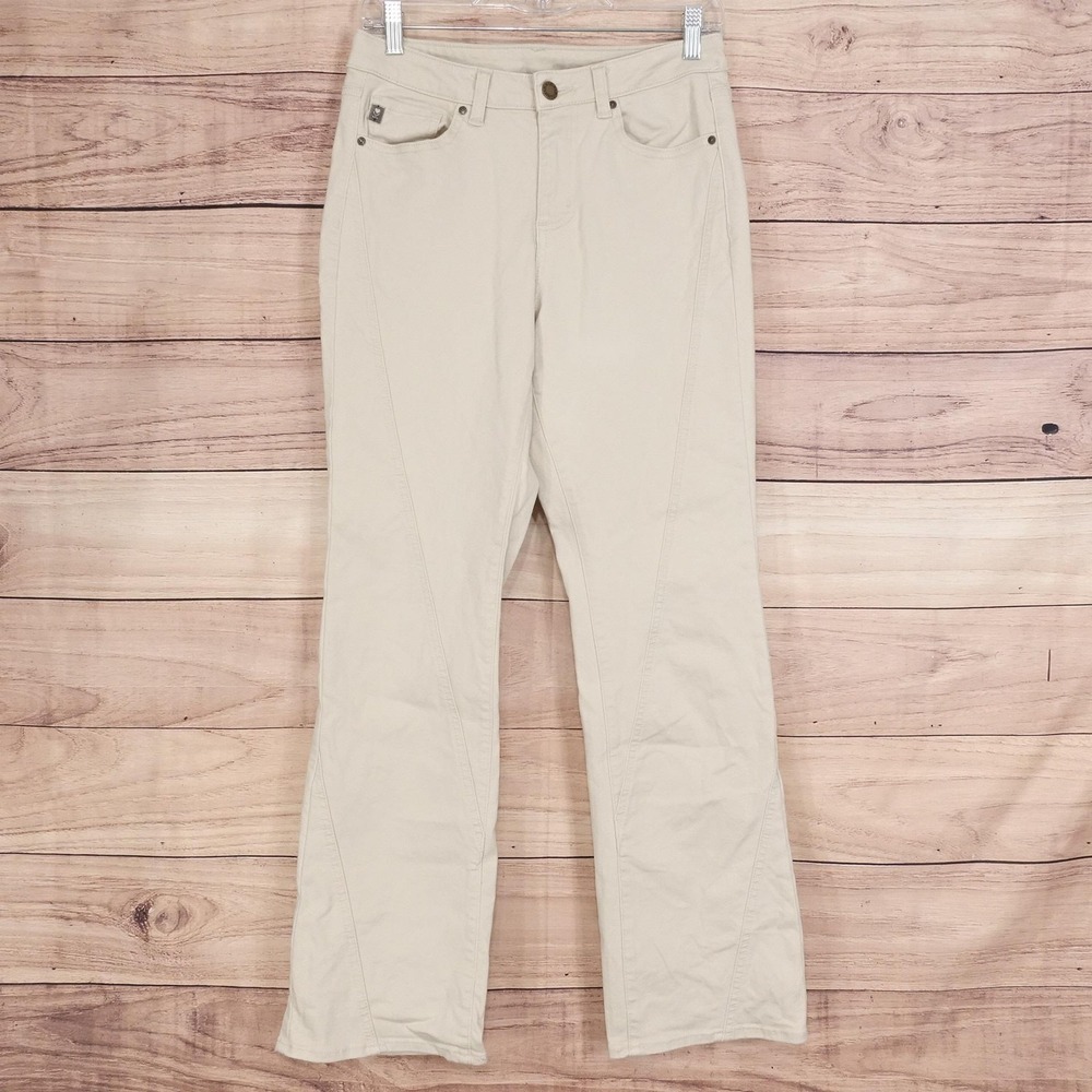 Belle By Kim Gravel Straight Jeans Womens 8 Beige Light Wash 29x29.5 Denim